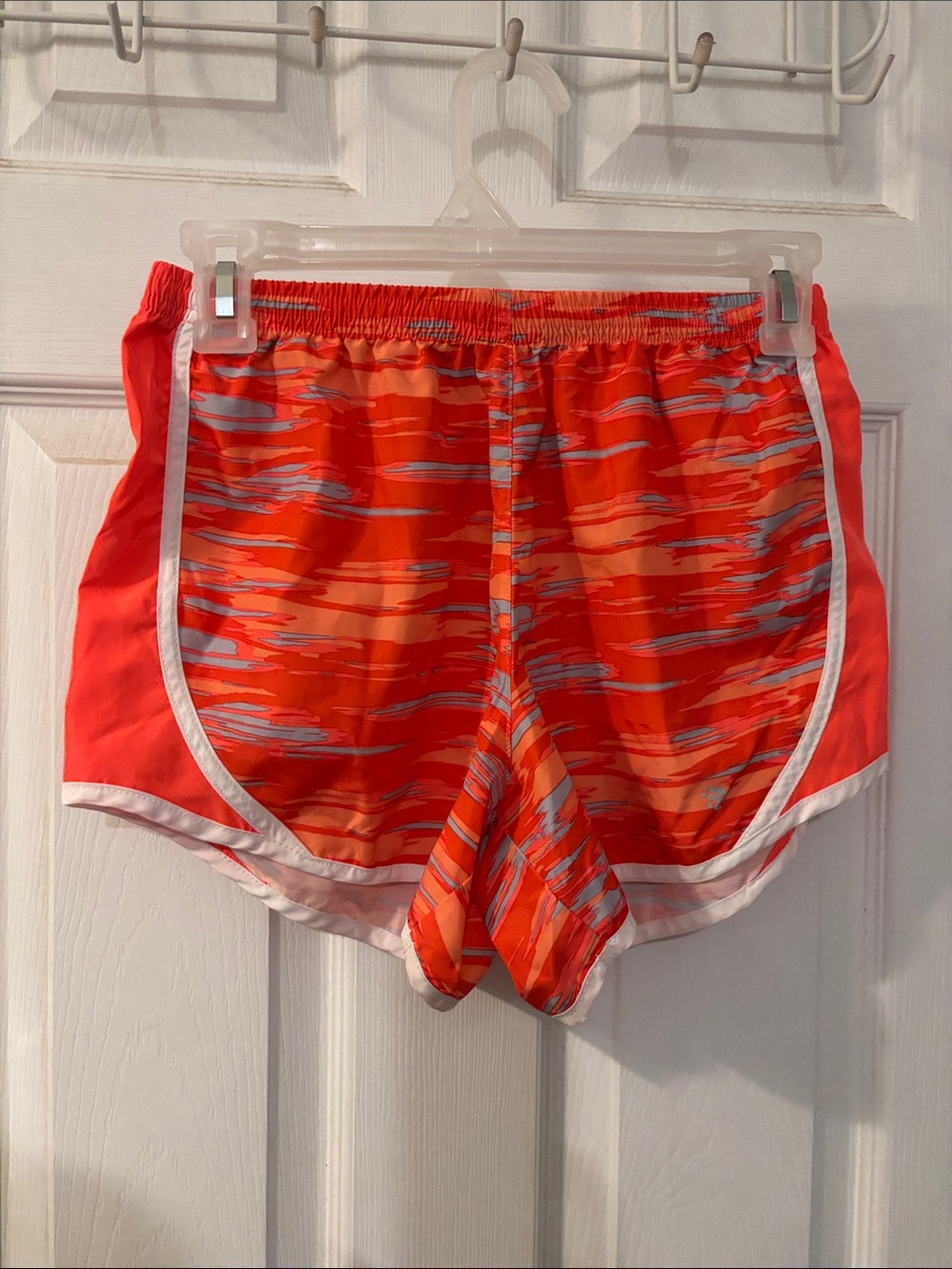 Women’s Bright Orange Athletic Running Shorts with White Trim